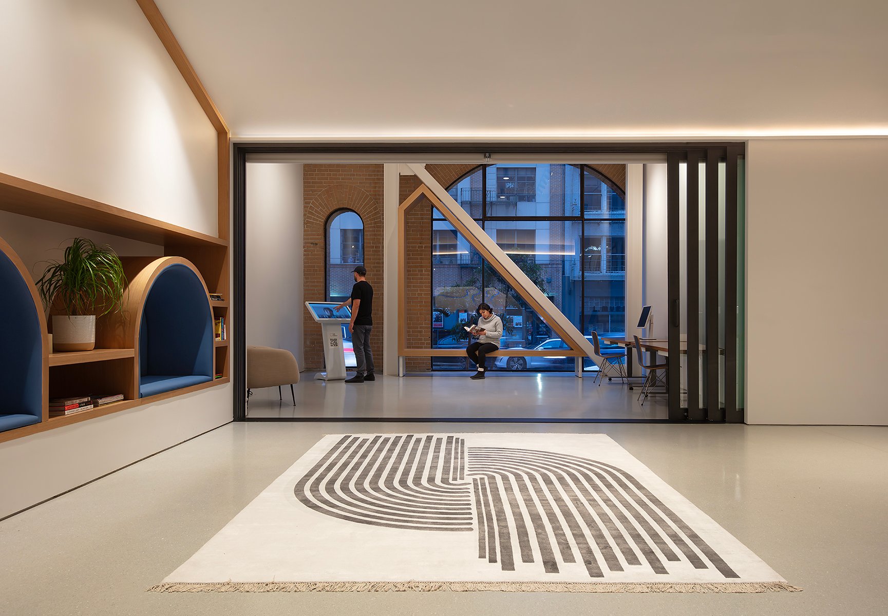 Goethe-Institut san Francisco open space with wooden benches